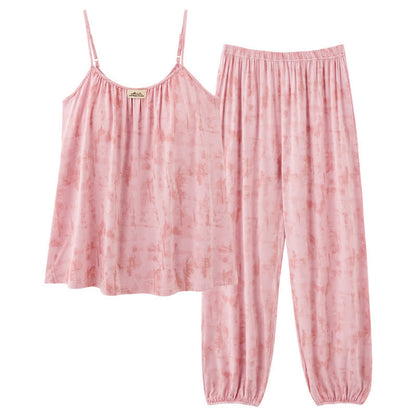 Artistic Watercolor-Inspired Cotton Camisole & Pants Sleepwear - image 10