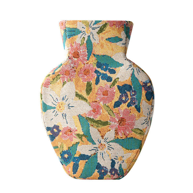 Vintage Creative Floral Fabric Wrapped Vase - Yellow - 3"W x 8"L x 12"H - image 6