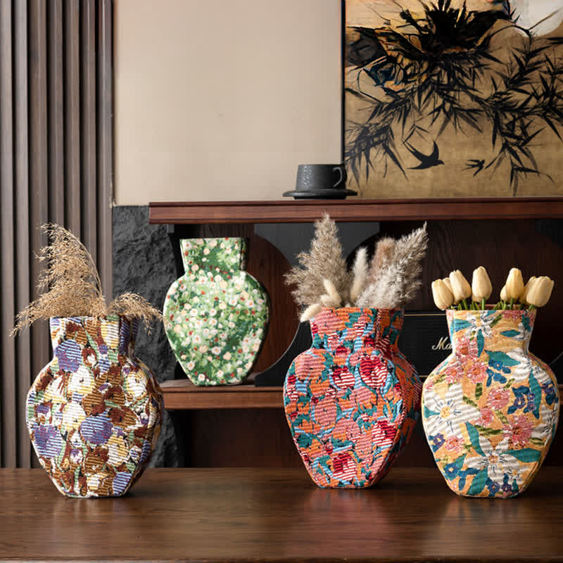 Vintage Creative Floral Fabric Wrapped Vase - image 1