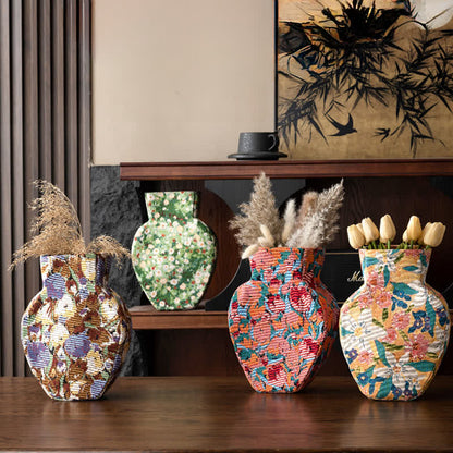 Vintage Creative Floral Fabric Wrapped Vase - image 1