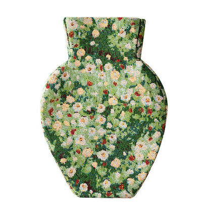 Vintage Creative Floral Fabric Wrapped Vase - Green - 3"W x 8"L x 12"H - image 7