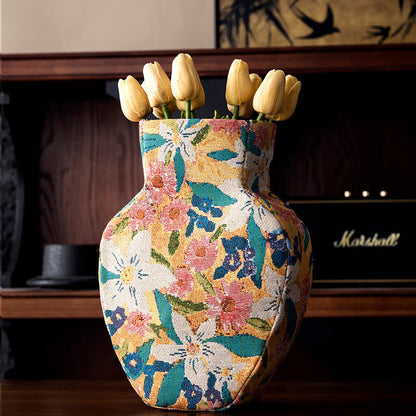 Vintage Creative Floral Fabric Wrapped Vase - image 4