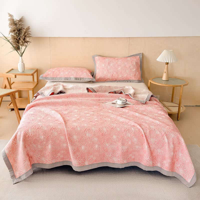 Cotton Rustic Floral Muslin Quilt Blanket - image 1