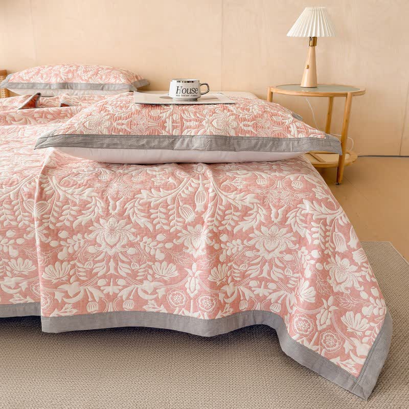 Cotton Floral & Branch Muslin Quilt Blanket - image 2