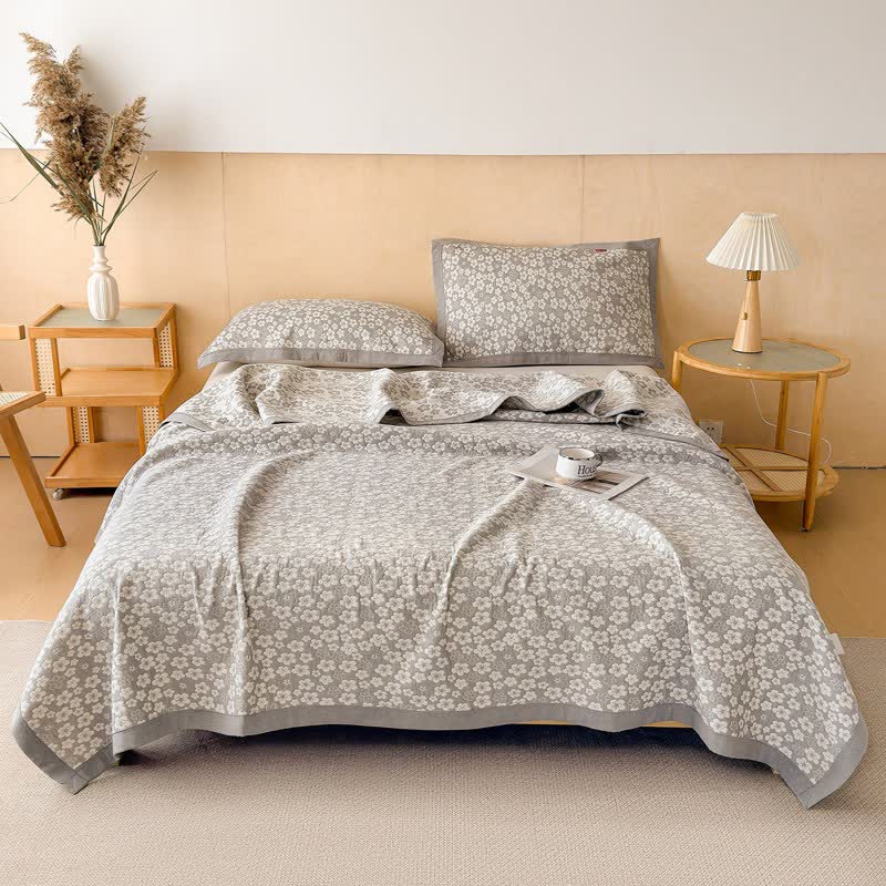 Cotton Cherry Blossom Muslin Quilt Blanket - image 1