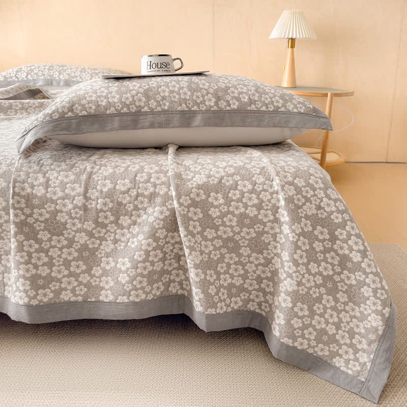 Cotton Cherry Blossom Muslin Quilt Blanket - image 5