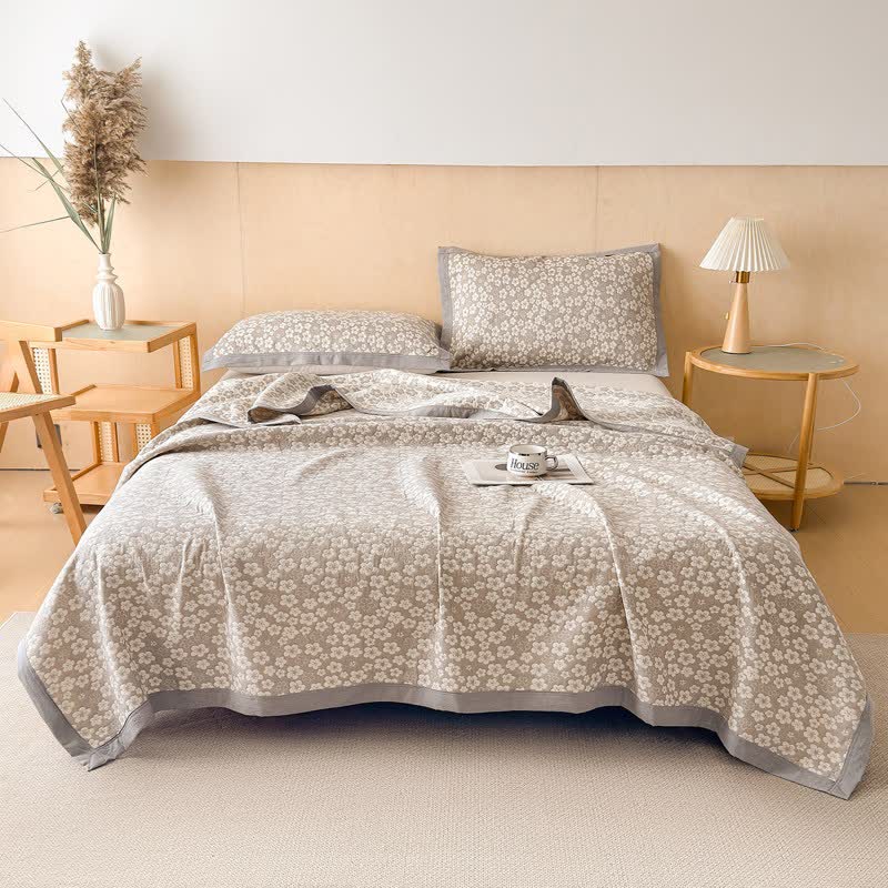 Cotton Cherry Blossom Muslin Quilt Blanket - image 4