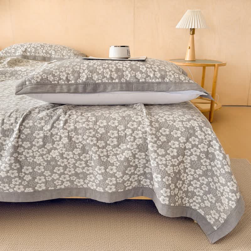 Cotton Cherry Blossom Muslin Quilt Blanket - image 2