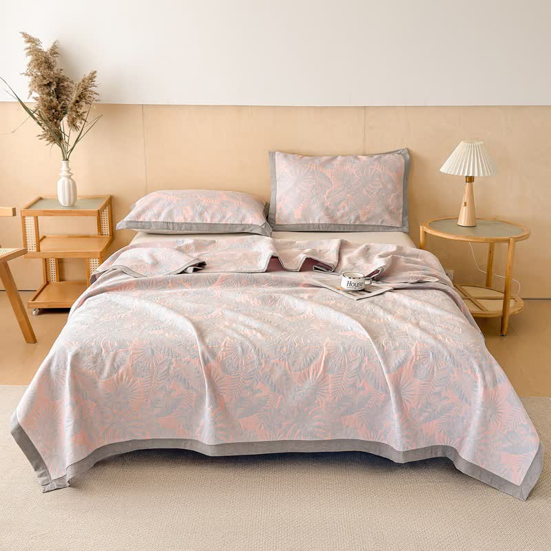 Cotton Jungle Leaf Muslin Quilt Blanket - image 4