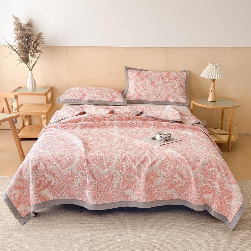 Cotton Jungle Leaf Muslin Quilt Blanket - image 7