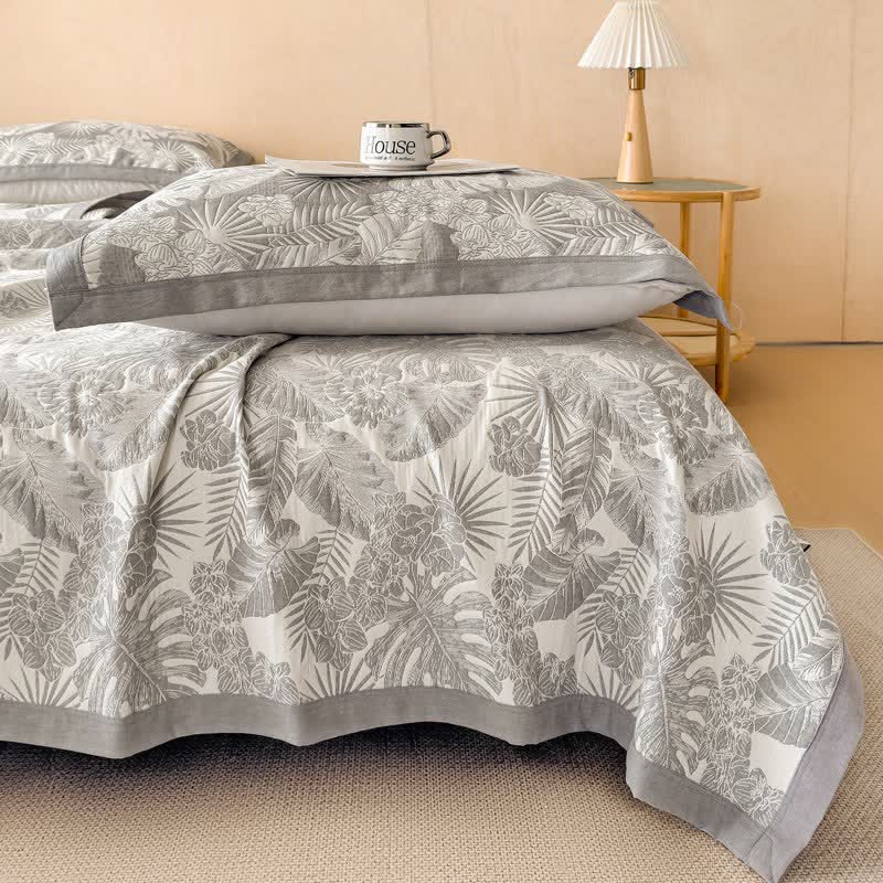 Cotton Jungle Leaf Muslin Quilt Blanket - image 2