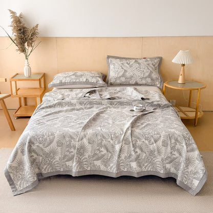 Cotton Jungle Leaf Muslin Quilt Blanket - image 1