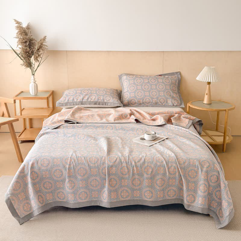 Cotton Vintage Pattern Muslin Quilt Blanket - image 1