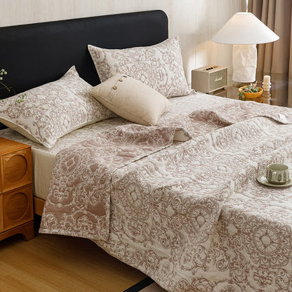 Retro Cotton Triple-Layer Gauze Jacquard Quilt Blanket - 2PCS Pillowcases - 19" x 29" - image 0