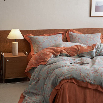 Floral & Bow Cotton Double Gauze Bedding Set(4PCS) - image 9
