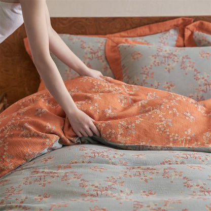 Floral & Bow Cotton Double Gauze Bedding Set(4PCS) - image 12