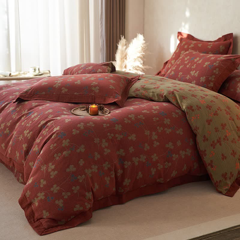 Country Style Floral Cotton Double Gauze Bedding(4PCS) - image 3