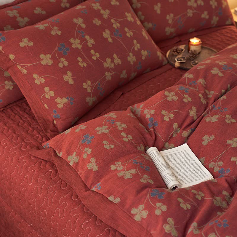 Country Style Floral Cotton Double Gauze Bedding(4PCS) - image 17