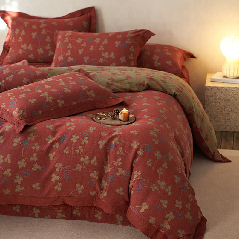 Country Style Floral Cotton Double Gauze Bedding(4PCS) - image 4