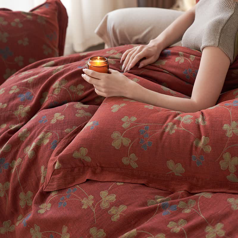 Country Style Floral Cotton Double Gauze Bedding(4PCS) - image 20