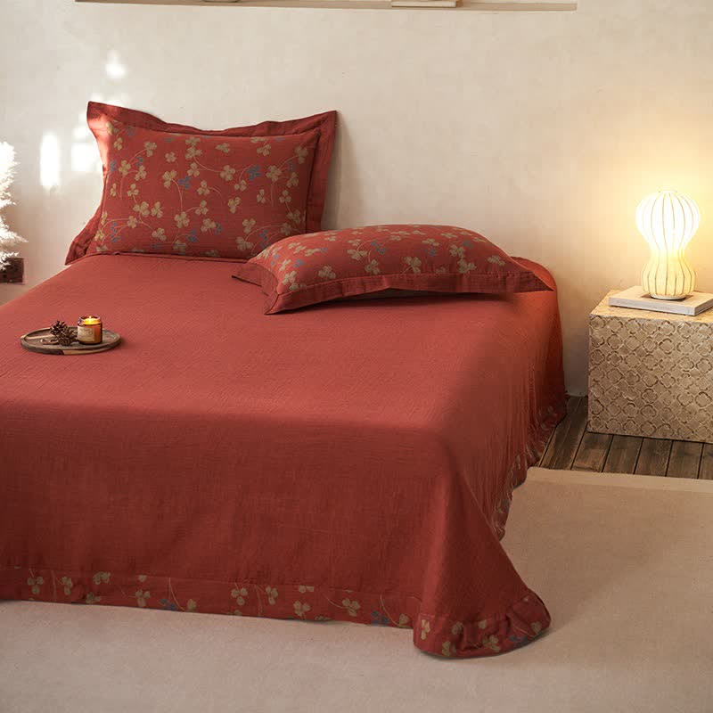 Country Style Floral Cotton Double Gauze Bedding(4PCS) - image 9