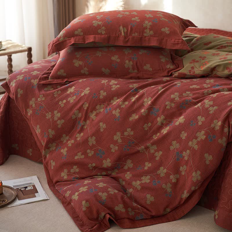 Country Style Floral Cotton Double Gauze Bedding(4PCS) - image 8