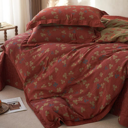Country Style Floral Cotton Double Gauze Bedding(4PCS) - image 8