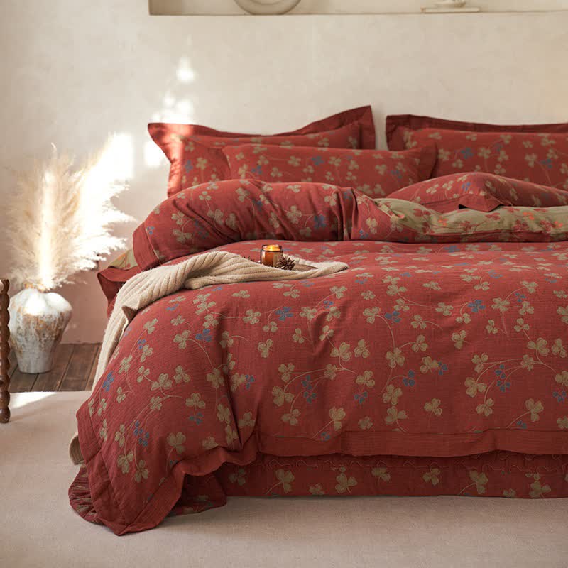 Country Style Floral Cotton Double Gauze Bedding(4PCS) - image 2