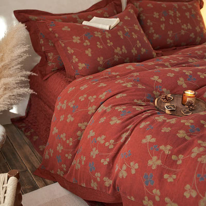 Country Style Floral Cotton Double Gauze Bedding(4PCS) - image 5