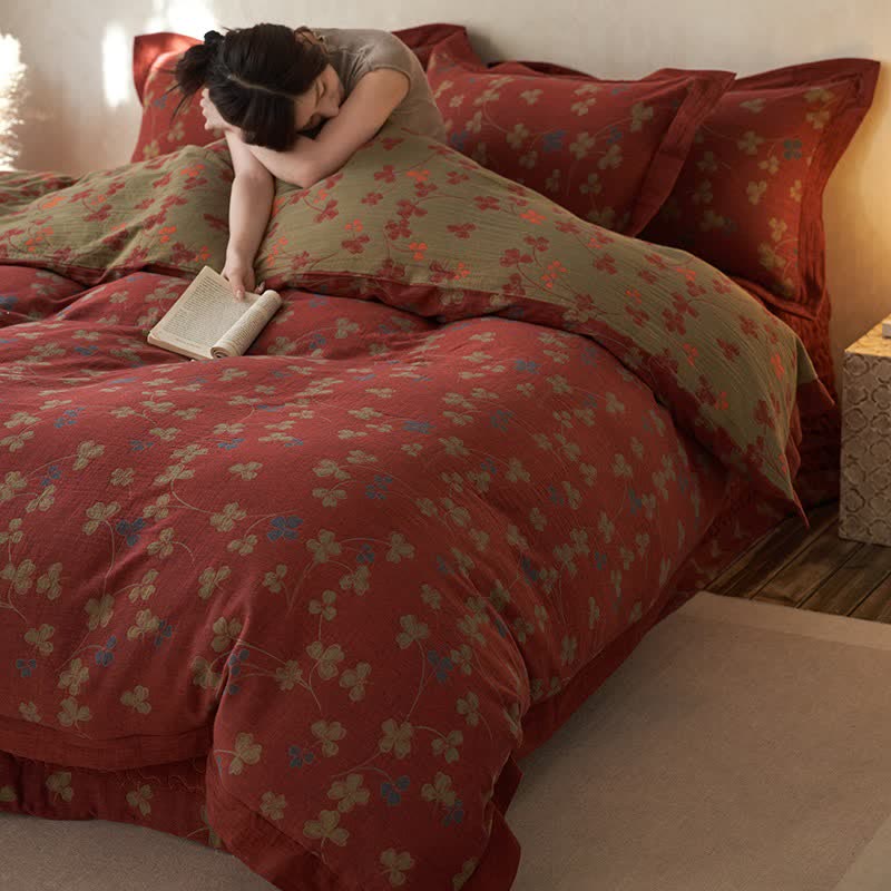 Country Style Floral Cotton Double Gauze Bedding(4PCS) - image 7