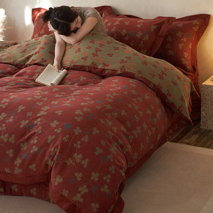 Country Style Floral Cotton Double Gauze Bedding(4PCS) - image 7