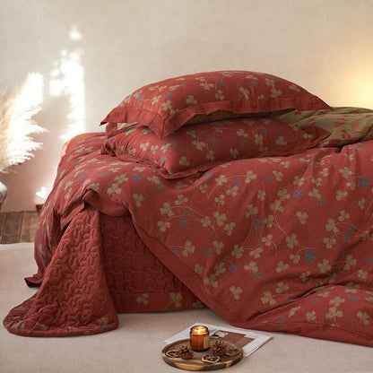 Country Style Floral Cotton Double Gauze Bedding(4PCS) - 4PCS Bedding Set(Coverlet Style) - King - image 15