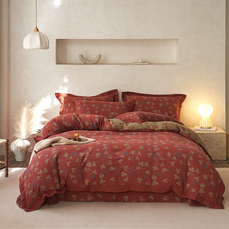 Country Style Floral Cotton Double Gauze Bedding(4PCS) - image 1
