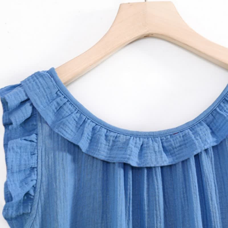 Plus Size Minimalist Cotton Ruffle Sleeveless Nightgown - image 9