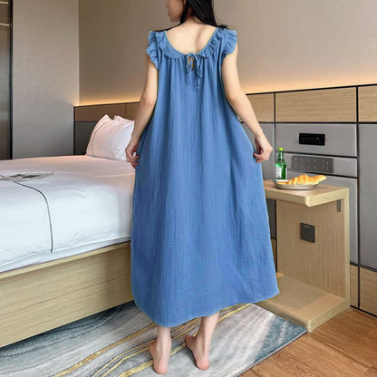 Plus Size Minimalist Cotton Ruffle Sleeveless Nightgown - image 8