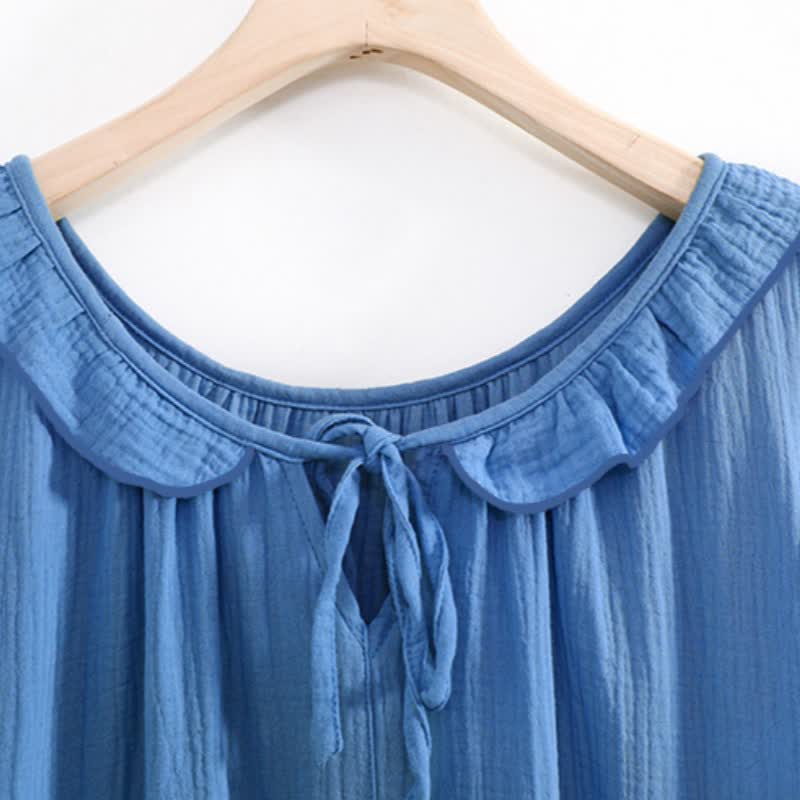 Plus Size Minimalist Cotton Ruffle Sleeveless Nightgown - image 10