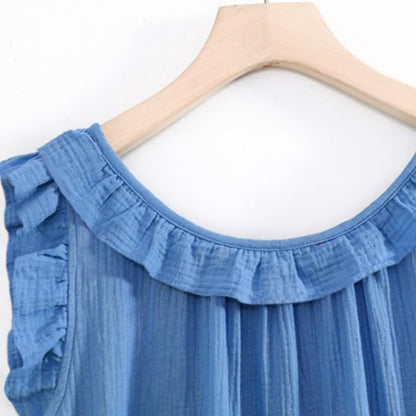 Plus Size Minimalist Cotton Ruffle Sleeveless Nightgown - image 21