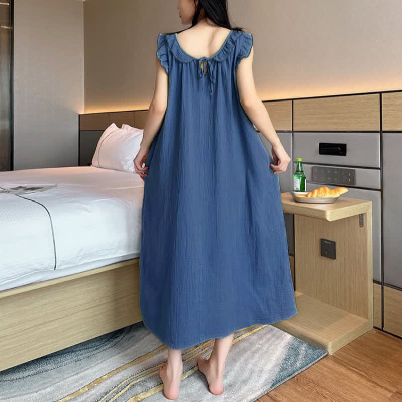 Plus Size Minimalist Cotton Ruffle Sleeveless Nightgown - image 26