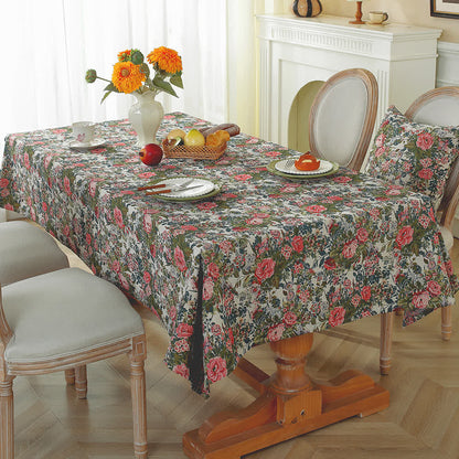 Shabby Chic Rose Jacquard Floral Tablecloth - image 0