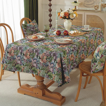 Painterly Garden Jacquard Table Cover - Green & Cyan - 55" x 94" - image 4