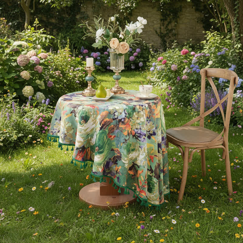 Impressionist Oil Painting Jacquard Tablecloth - Round - 63" x 63" - image 10