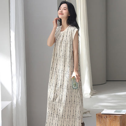 Artistic Line-inspired Cotton Sleeveless Nightgown - image 2