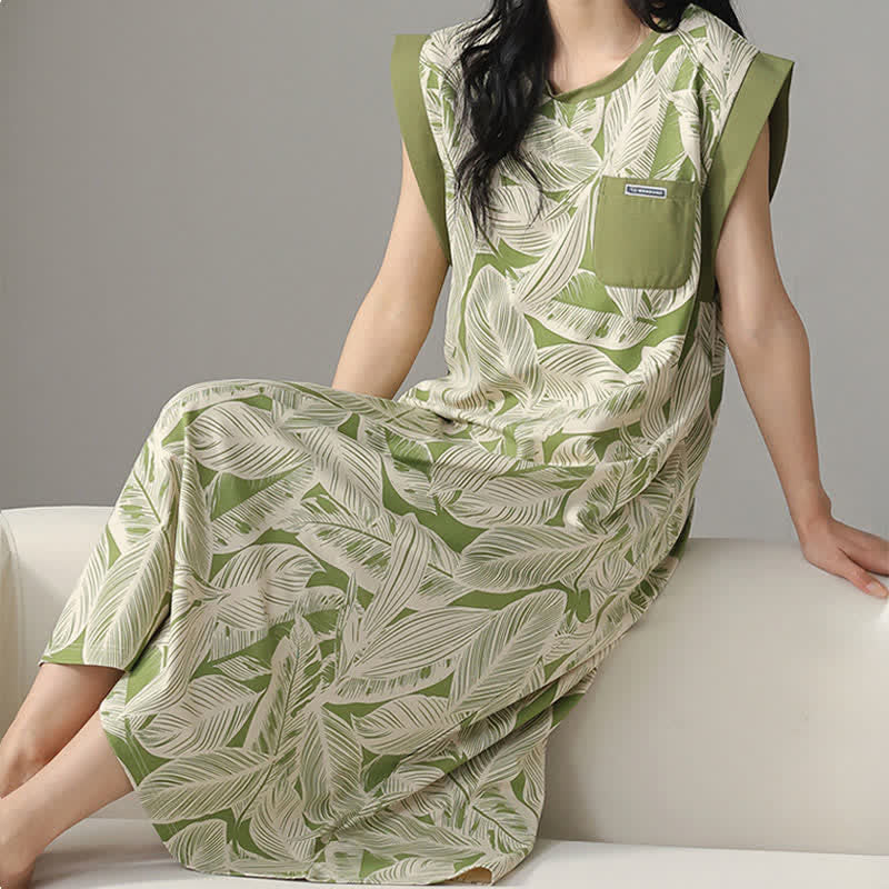 Botanical Cotton Sleeveless Lounge Dress - image 6
