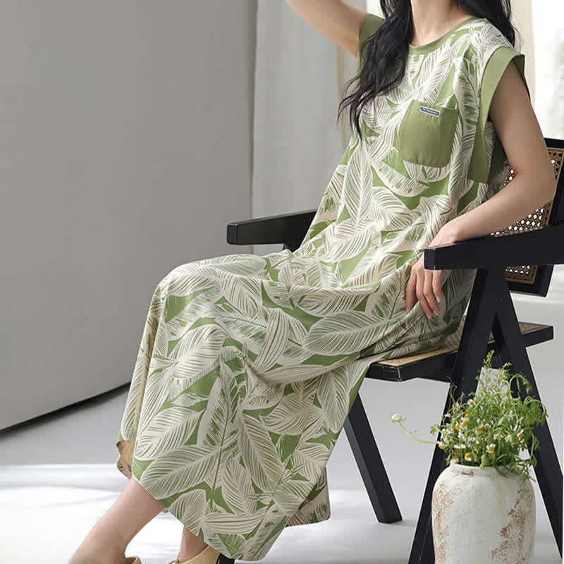 Botanical Cotton Sleeveless Lounge Dress - image 3