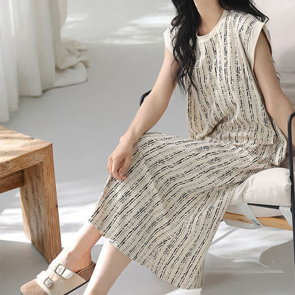 Artistic Line-inspired Cotton Sleeveless Nightgown - image 6