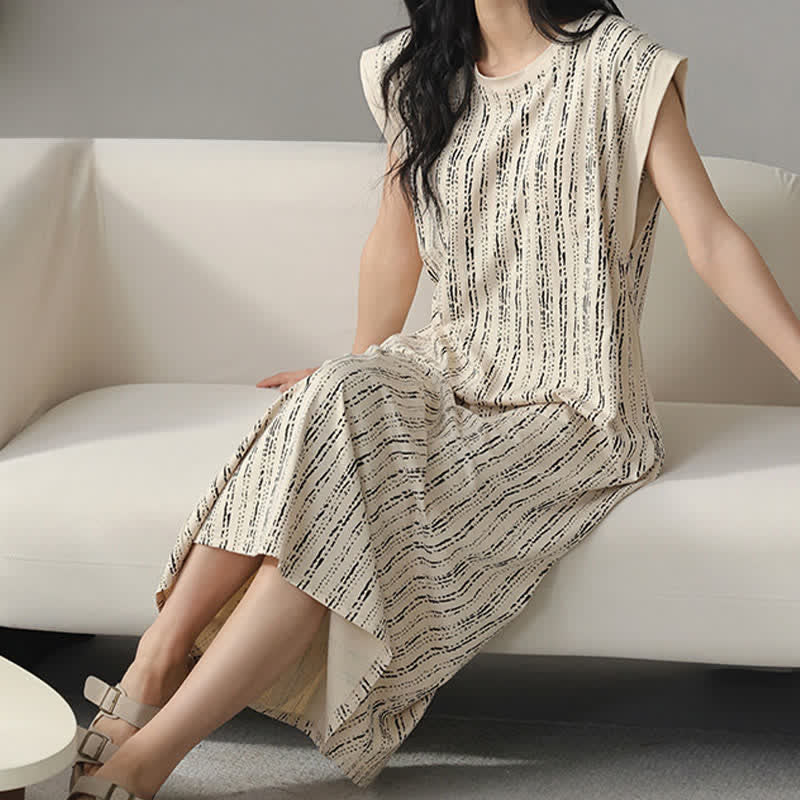 Artistic Line-inspired Cotton Sleeveless Nightgown - image 7