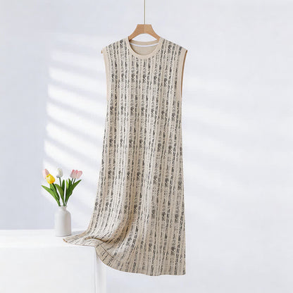 Artistic Line-inspired Cotton Sleeveless Nightgown - Beige - XXL - image 0