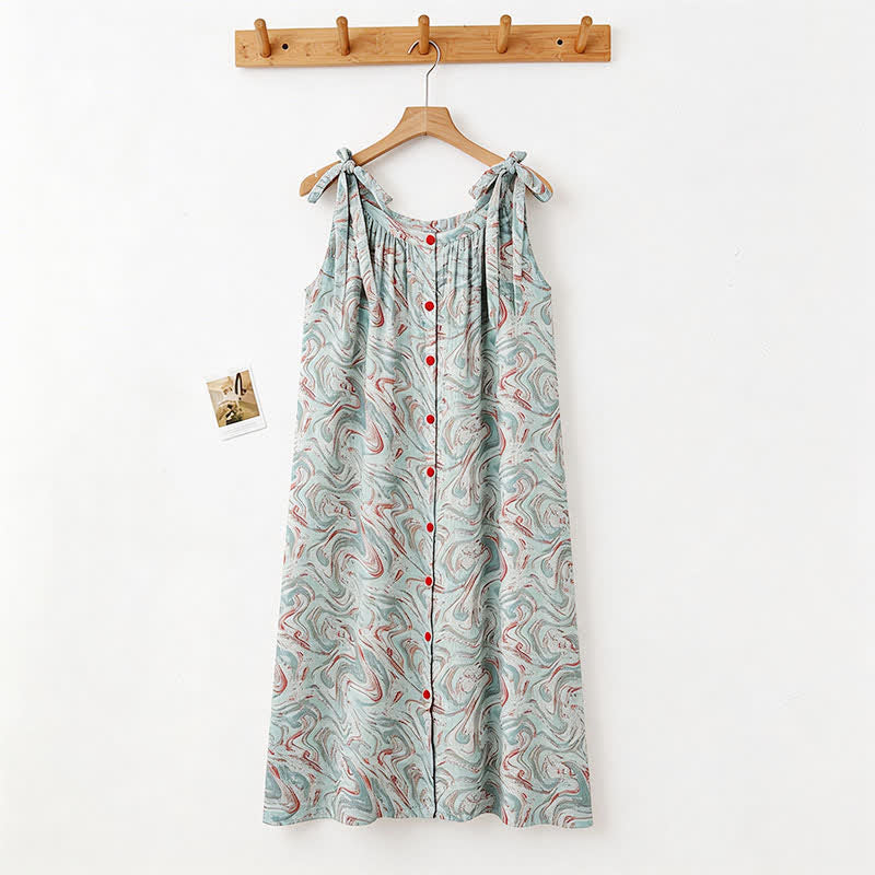 Blue Artistic Wave Camisole Nightgown - image 1