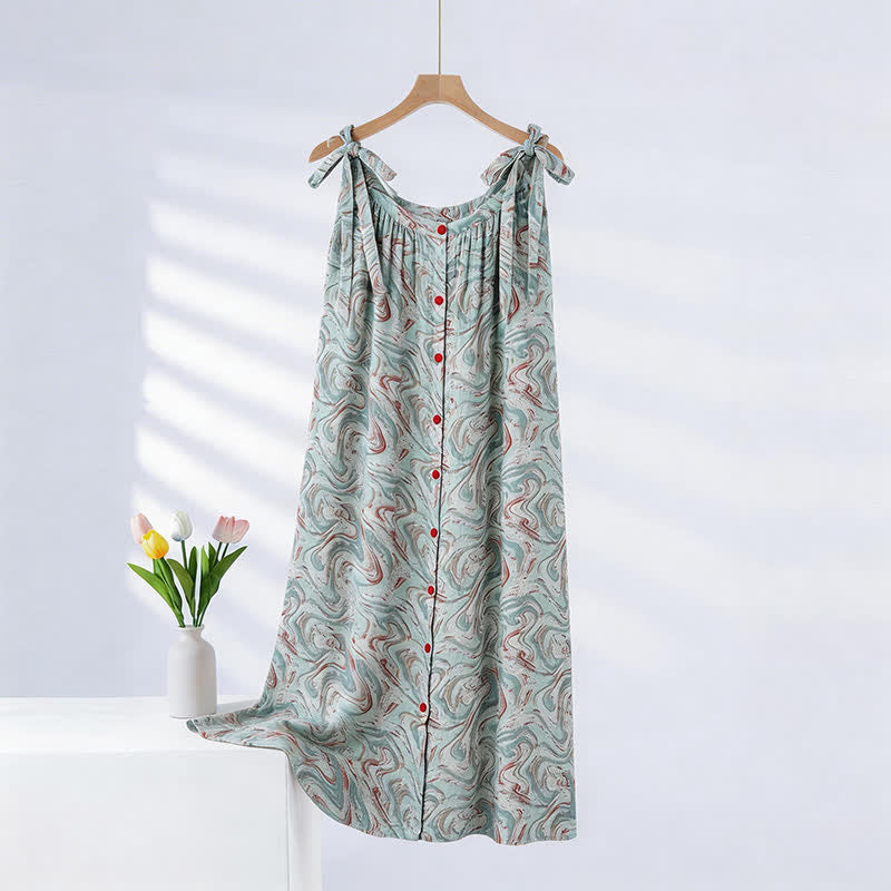 Blue Artistic Wave Camisole Nightgown - Light Blue - XXL - image 0