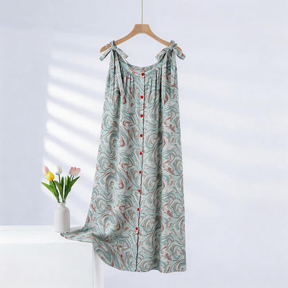 Blue Artistic Wave Camisole Nightgown - Light Blue - XXL - image 0